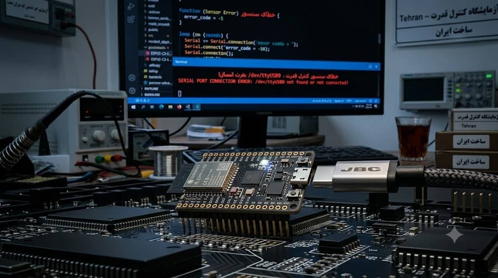 عیب‌یابی و رفع ارور قطع و وصل شدن پورت سریال برد میکروکنترلر ESP32 C3 Super Mini
