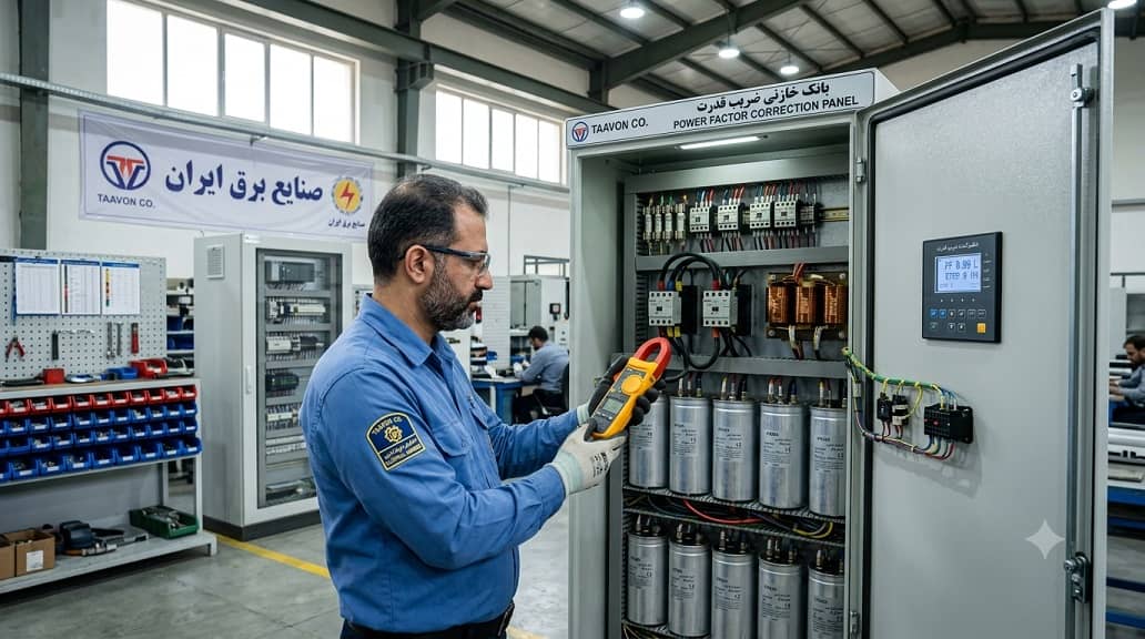 مونتاژ و تست بانک خازنی صنعتی برای اصلاح ضریب توان و حذف جریمه راکتیو