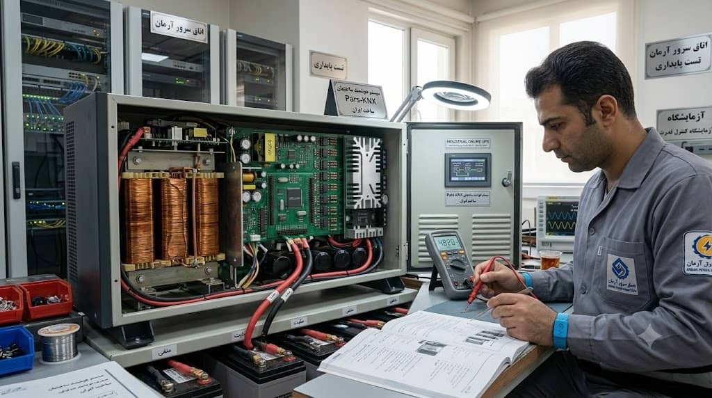عیب‌یابی، تست برد قدرت و بررسی ولتاژ باتری‌های دستگاه یو پی اس (UPS) صنعتی