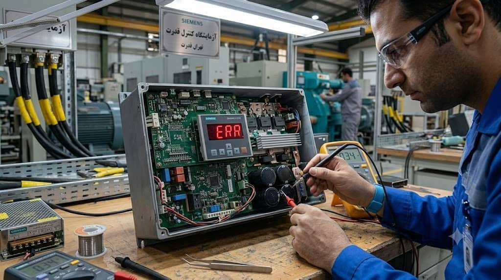 عیب‌یابی سخت‌افزاری و بررسی کدهای خطای اینورتر VFD صنعتی