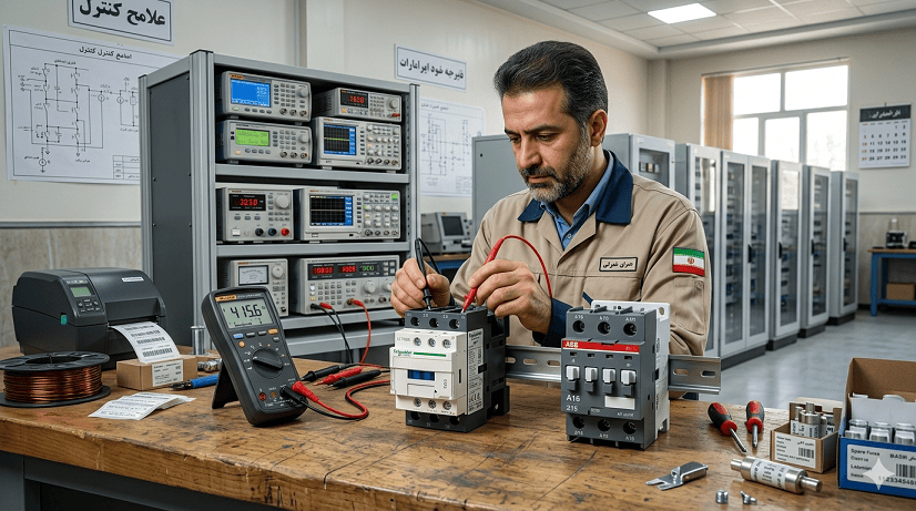 تشخیص اصالت و تست بوبین کنتاکتور اشنایدر و ABB اصل در آزمایشگاه برق صنعتی