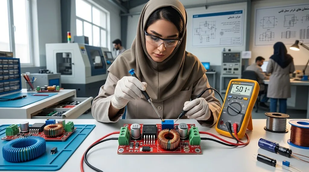 ماژول مبدل dc dc lm2596 کاهنده ولتاژ در تجهیزات الکترونیک اَدبینو