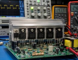 ترانزیستور قدرتمند موسفت MOSFET و هیت‌سینک روی برد سوئیچینگ در اتوماسیون صنعتی اَدبینو