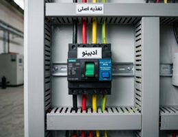 کلید نشتی جریان تخصصی RCCB و سیم‌کشی استاندارد در تابلو برق کارخانه صنعتی آدبینو