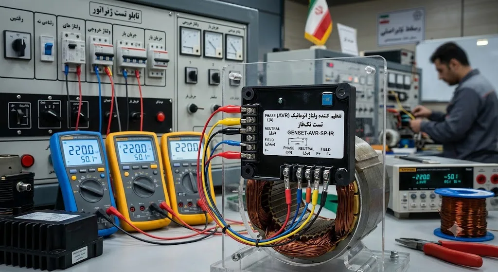 برد رگولاتور ولتاژ AVR ژنراتور تک فاز و تجهیزات تست برق صنعتی در اتوماسیون اَدبینو