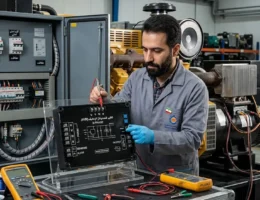 برد رگولاتور ژنراتور سه فاز AVR در تابلو کنترل دیزل ژنراتور اَدبینو