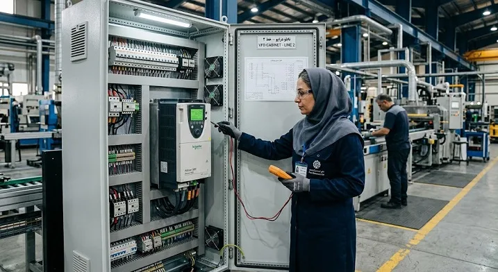 عیب‌یابی خطای ولتاژ اینورتر صنعتی زیر بار سنگین توسط مهندس برق