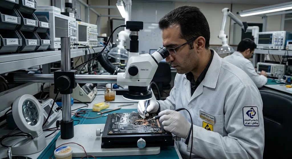آموزش جامع ترمیم و تعمیر بردهای چندلایه PCB زیر میکروسکوپ