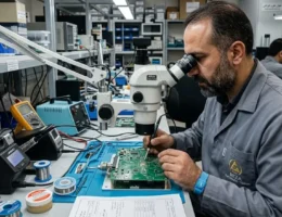 تکنیک‌های پیشرفته بازسازی پدها و ترک‌های کنده شده در بردهای چندلایه زیر میکروسکوپ