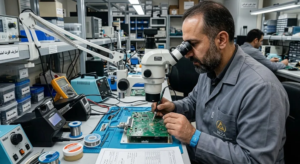 تکنیک‌های پیشرفته بازسازی پدها و ترک‌های کنده شده در بردهای چندلایه زیر میکروسکوپ