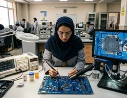 مونتاژ و دمونتاژ تراشه QFN و قطعات 0402 با هیتر و میکروسکوپ صنعتی