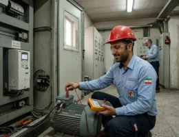 تست و عیب‌یابی خطای Ground Fault درایو VFD با میگر توسط مهندس برق صنعتی در تابلو برق کارخانه ایرانی